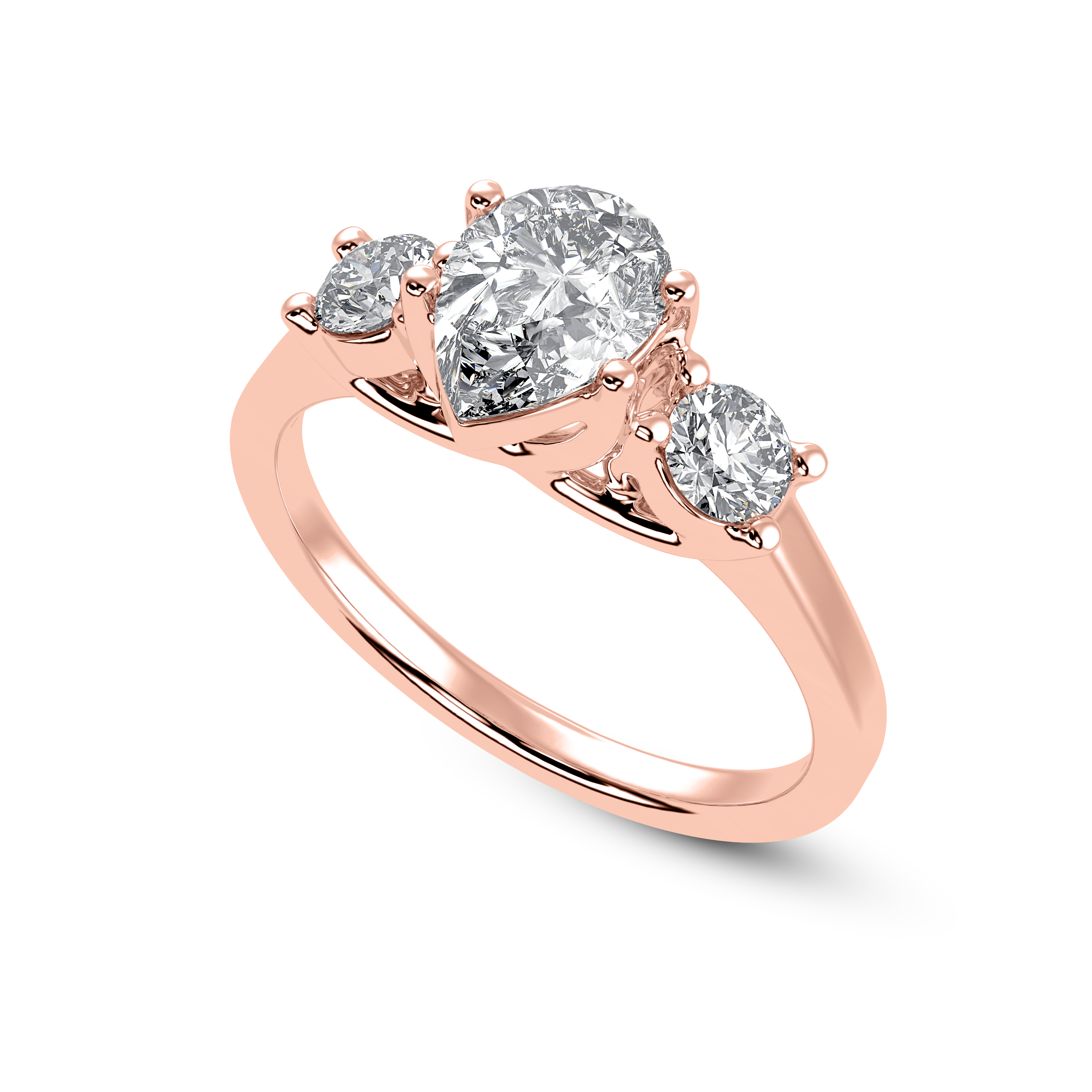 50-Pointer Pear Cut Solitaire Diamond Accents18K Rose Gold Ring JL AU 1235R-A   Jewelove.US