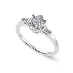 Load image into Gallery viewer, 50-Pointer Pear Cut Solitaire with Baguette Diamond Accents Platinum Ring JL PT 1227-A   Jewelove.US
