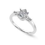 Load image into Gallery viewer, 30-Pointer Pear Cut Solitaire with Baguette Diamond Accents Platinum Ring JL PT 1227   Jewelove.US
