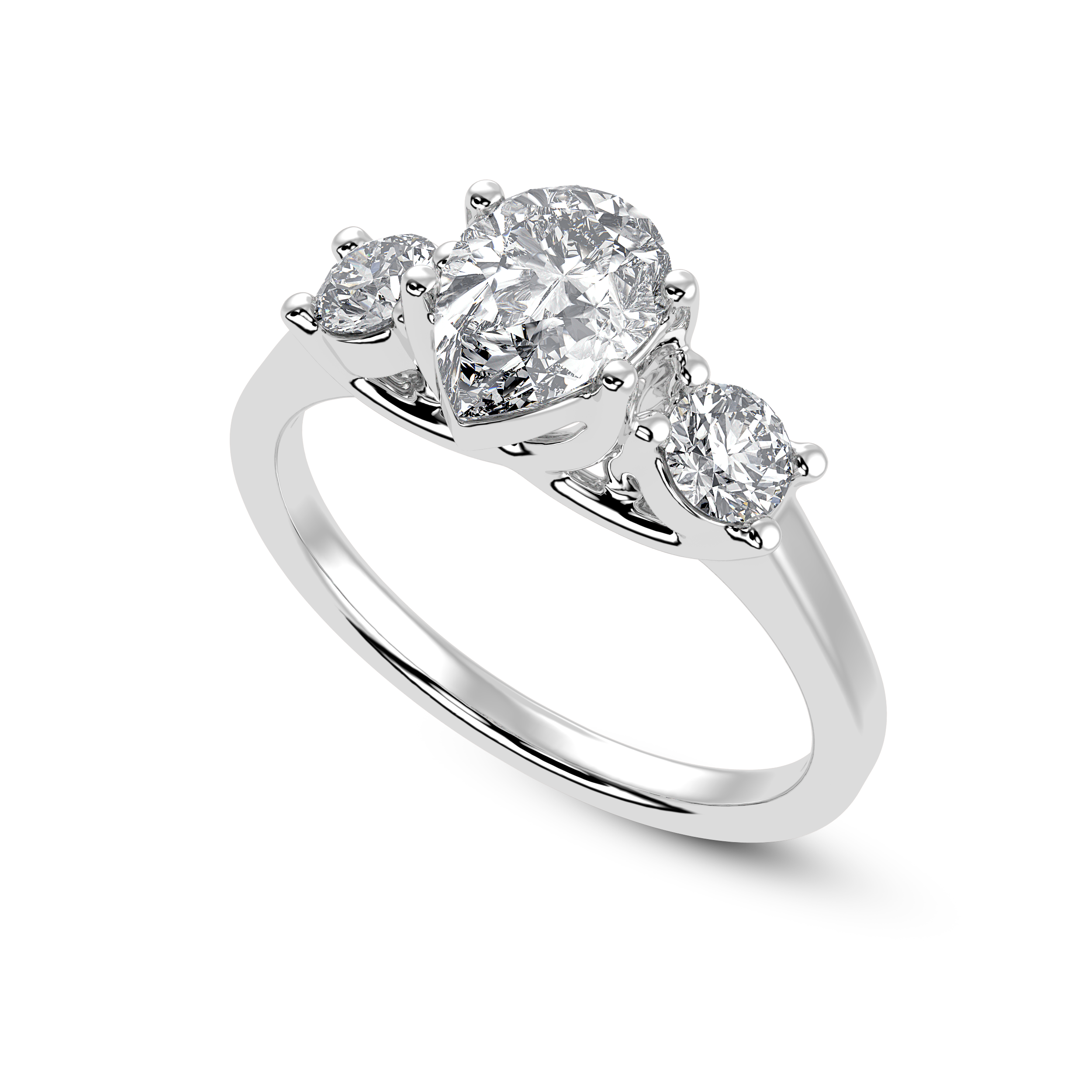 30-Pointer Pear Cut Solitaire Diamond Accents Platinum Ring JL PT 1235   Jewelove.US