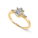 Load image into Gallery viewer, 50-Pointer Pear Cut Solitaire with Baguette Diamond Accents 18K Yellow Gold Ring JL AU 1227Y-A   Jewelove.US
