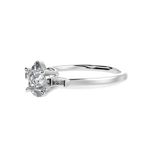 30-Pointer Pear Cut Solitaire with Baguette Diamond Accents Platinum Ring JL PT 1227   Jewelove.US