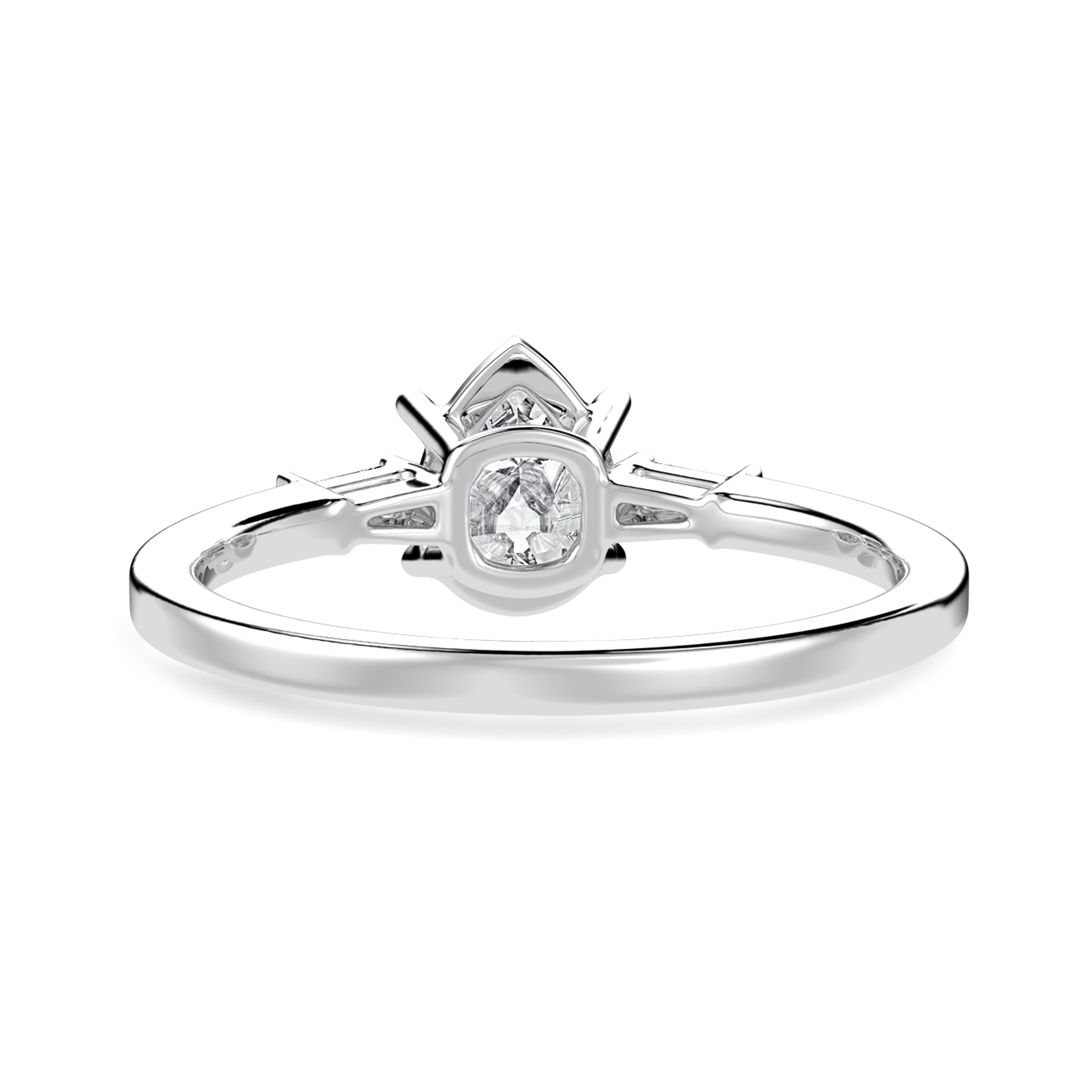 30-Pointer Pear Cut Solitaire with Baguette Diamond Accents Platinum Ring JL PT 1227   Jewelove.US