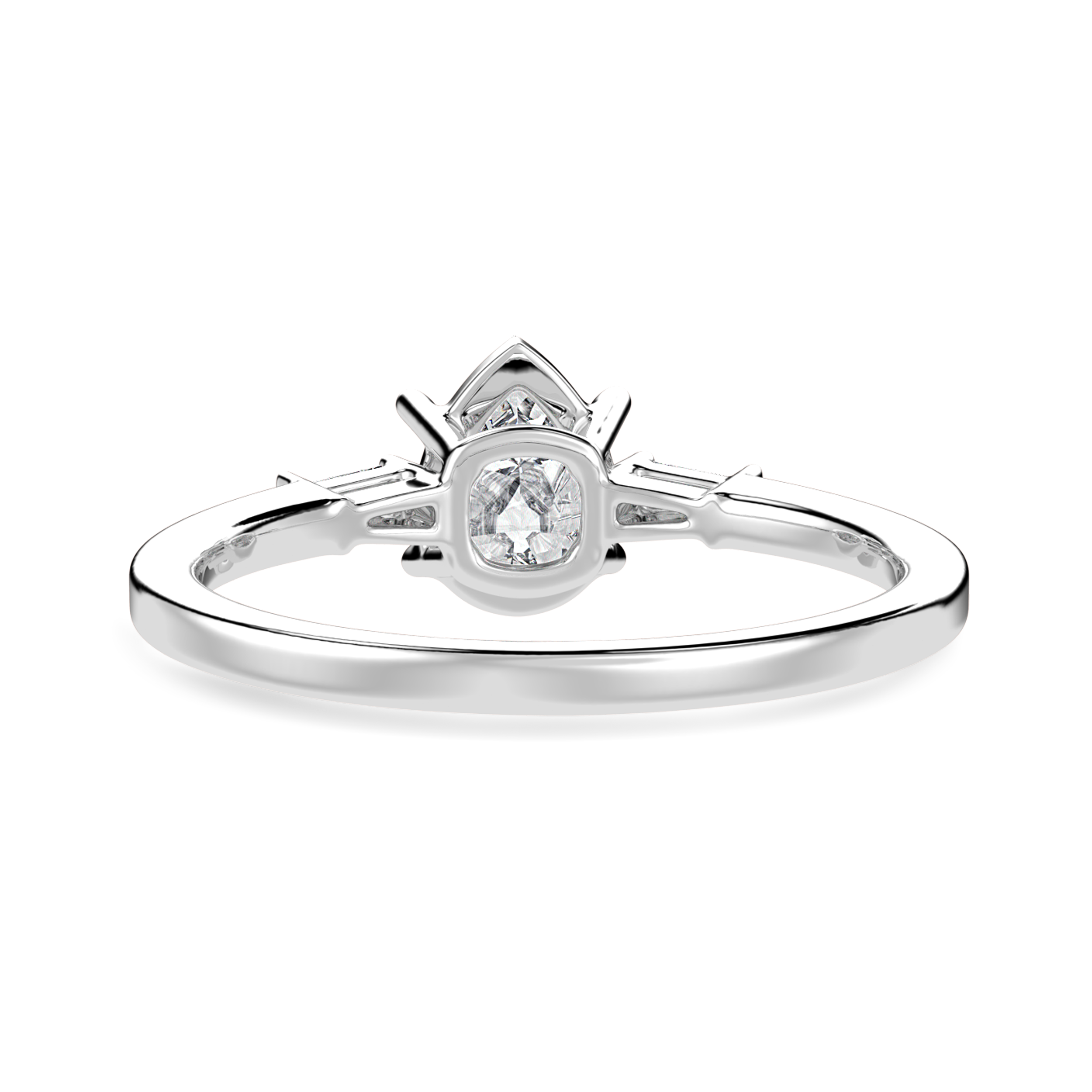 50-Pointer Pear Cut Solitaire with Baguette Diamond Accents Platinum Ring JL PT 1227-A   Jewelove.US