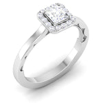 Load image into Gallery viewer, 50 Pointer Princess Cut Halo Diamond Platinum Solitaire Engagement Ring JL PT 6592   Jewelove.US
