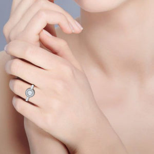 0.70 cts Solitaire Halo Diamond Shank Platinum Ring JL PT RH RD 149   Jewelove.US