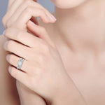 Load image into Gallery viewer, 0.50 cts Platinum Solitaire Square Halo Split Ring for Women JL PT RH RD 300   Jewelove
