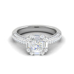 Load image into Gallery viewer, 0.50cts Princess Cut Solitaire Halo Diamond Split Shank Platinum Ring JL PT WB5509E   Jewelove.US

