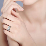 Load image into Gallery viewer, 0.50cts Princess Cut Solitaire Halo Diamond Split Shank Platinum Ring JL PT SF1750   Jewelove.US
