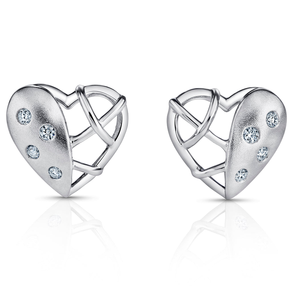 Platinum Heart Earrings with Diamonds JL PT E 221  VVS-GH Jewelove.US