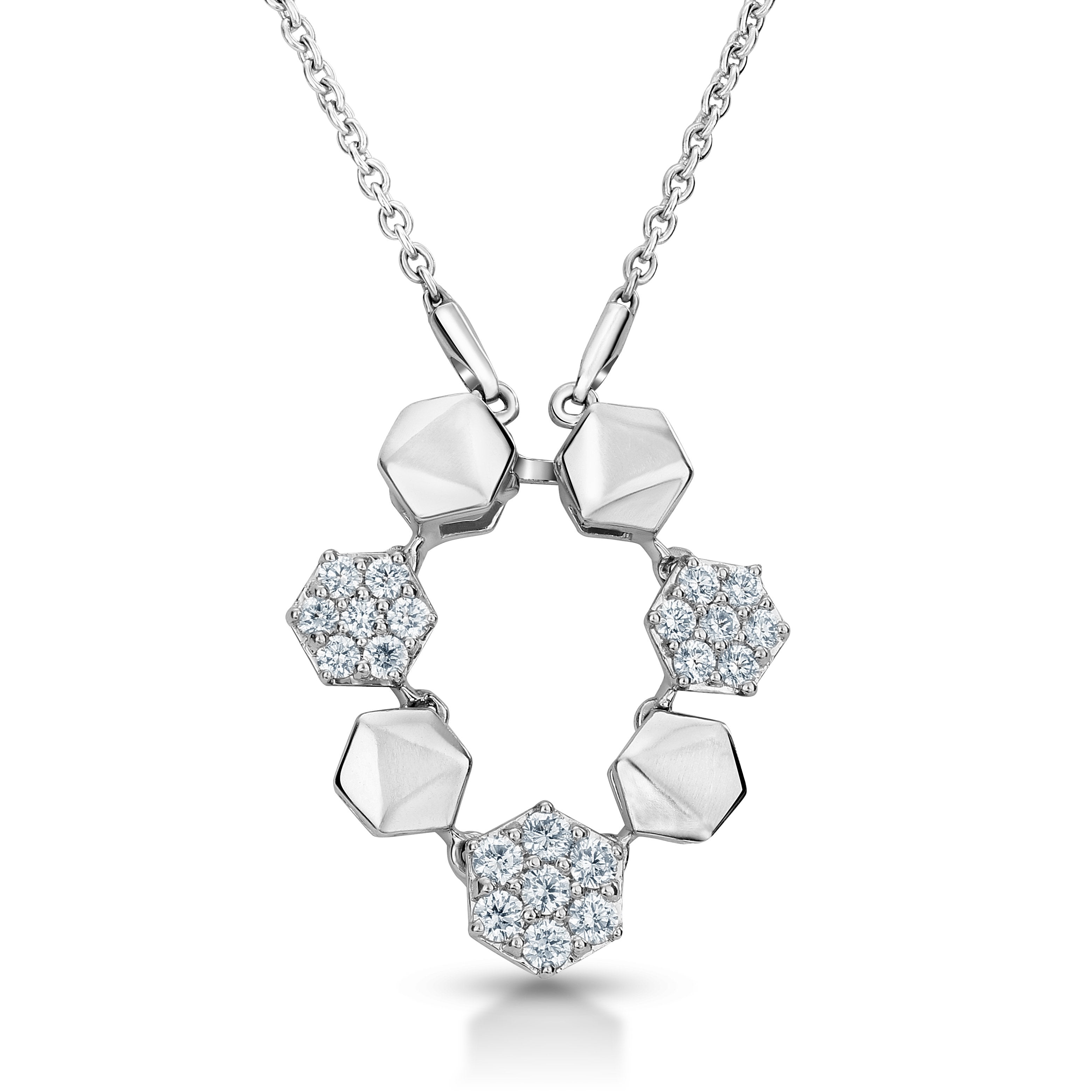Platinum Evara Detachable Hexagonal Necklace JL PT N 179   Jewelove