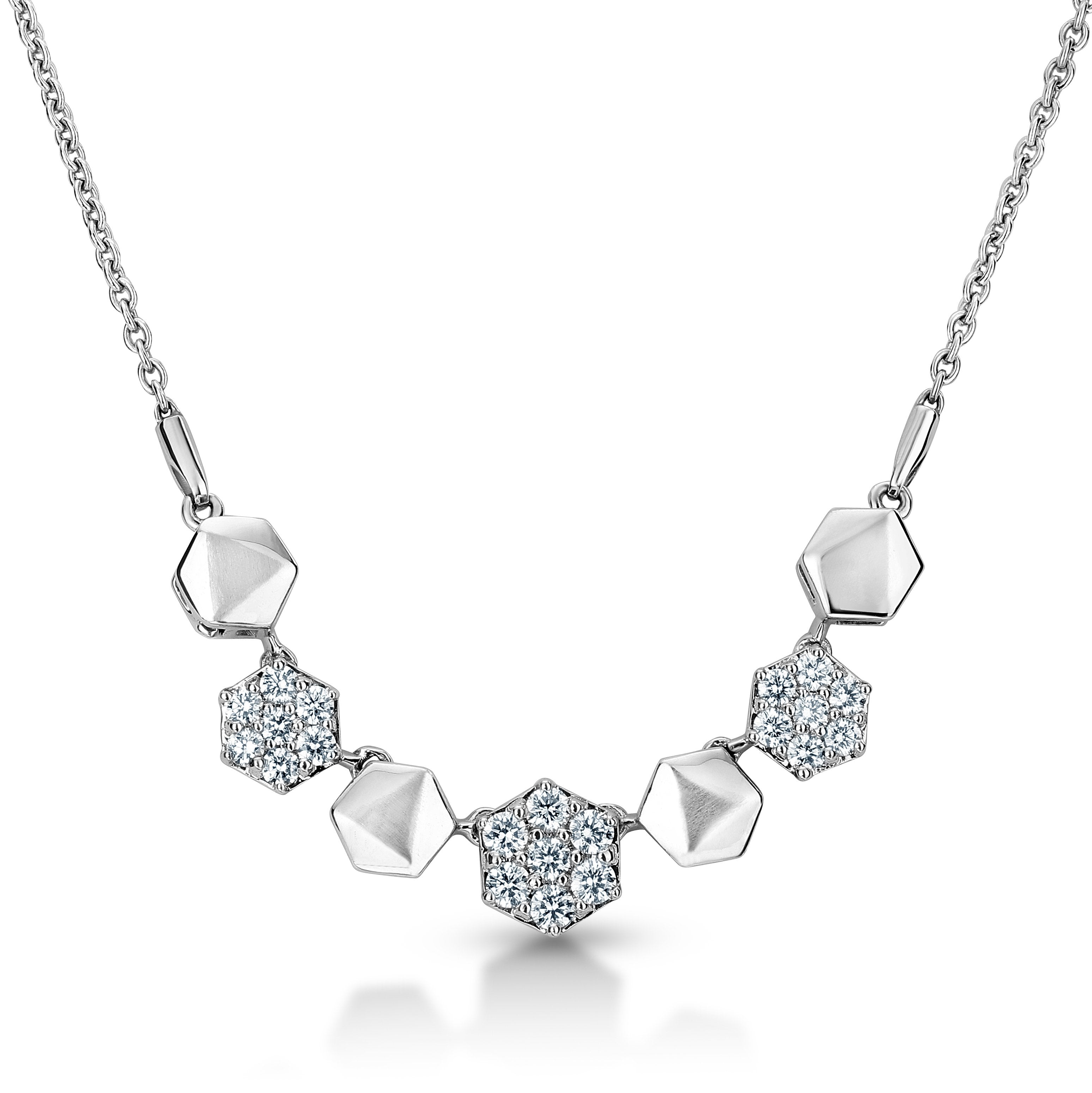 Platinum Evara Detachable Hexagonal Necklace JL PT N 179   Jewelove