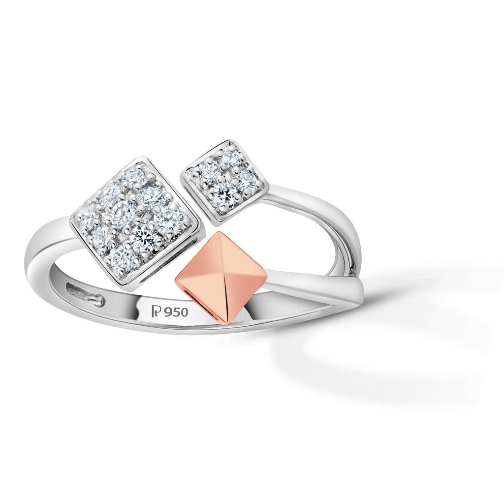 Platinum Evara Ring of Compassion with Rose Gold & Diamonds for Women JL PT 1018  GH-VVS Jewelove