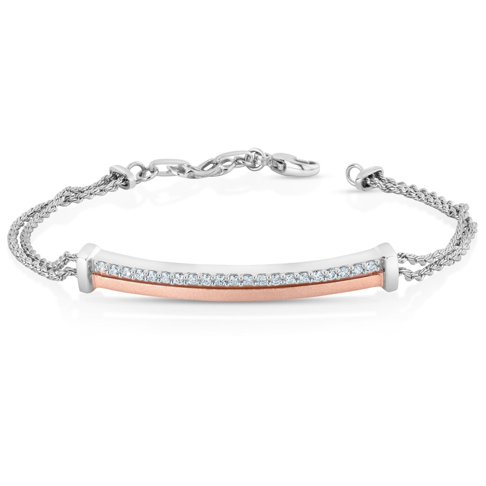 Platinum Evara Rose Gold Fusion Diamond Bracelet for Women JL PTB 758