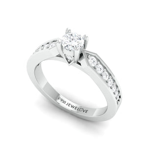 Designer Platinum Solitaire Ring with Diamond Accents JL PT 672