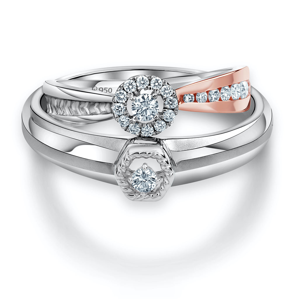 Platinum & Rose Gold Couple Rings with Diamonds JL PT 998  Both Jewelove