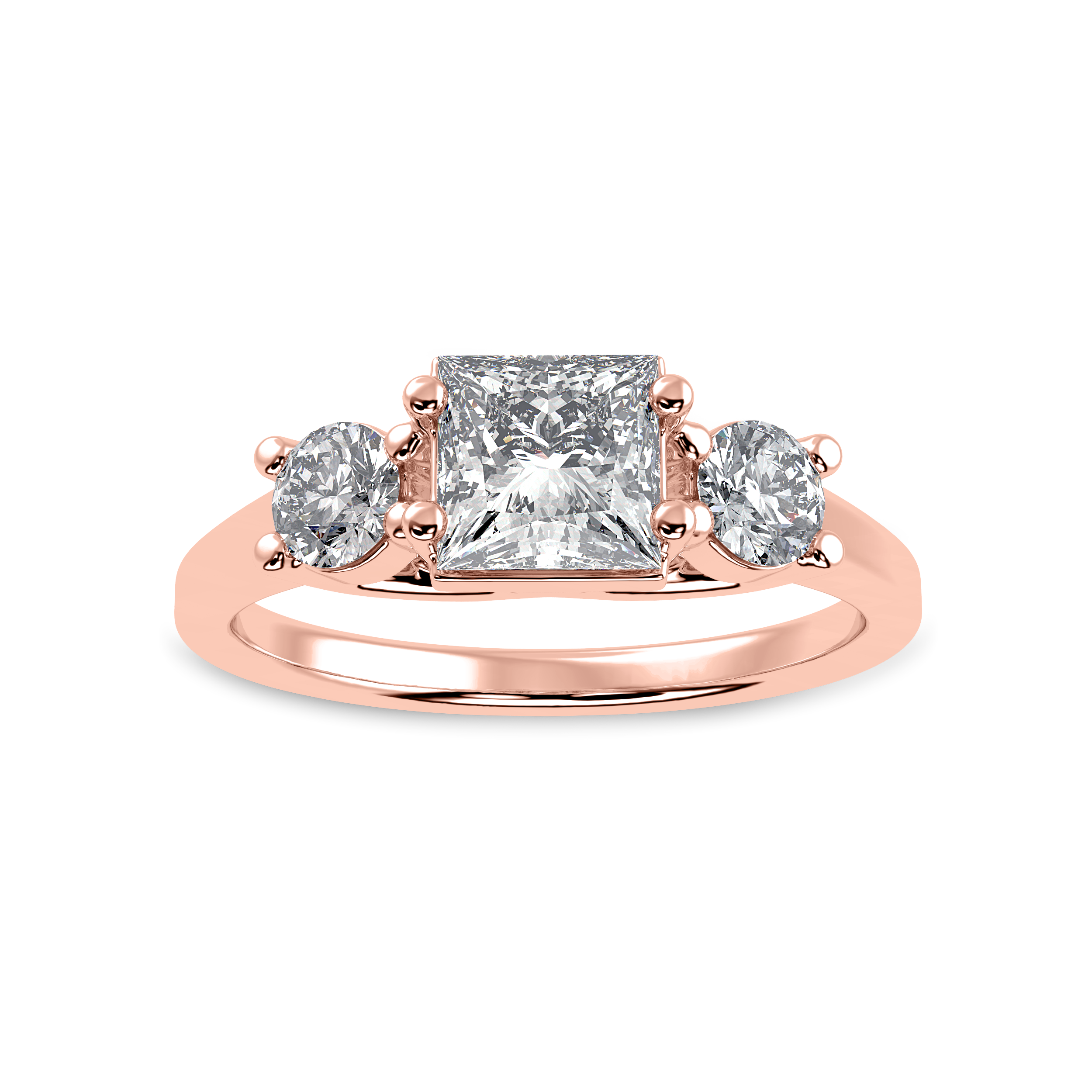 70-Pointer Princess Cut Solitaire Diamond Accents 18K Rose Gold Ring JL AU 1230R-B   Jewelove.US