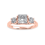 Load image into Gallery viewer, 70-Pointer Princess Cut Solitaire Diamond Accents 18K Rose Gold Ring JL AU 1230R-B   Jewelove.US
