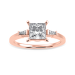 Load image into Gallery viewer, 50-Pointer Princess Cut Solitaire Baguette Diamond Accents 18K Rose Gold Ring JL AU 1211R-A   Jewelove.US
