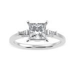 Load image into Gallery viewer, 30-Pointer Princess Cut Solitaire Baguette Diamond Accents Platinum Ring JL PT 1211   Jewelove.US
