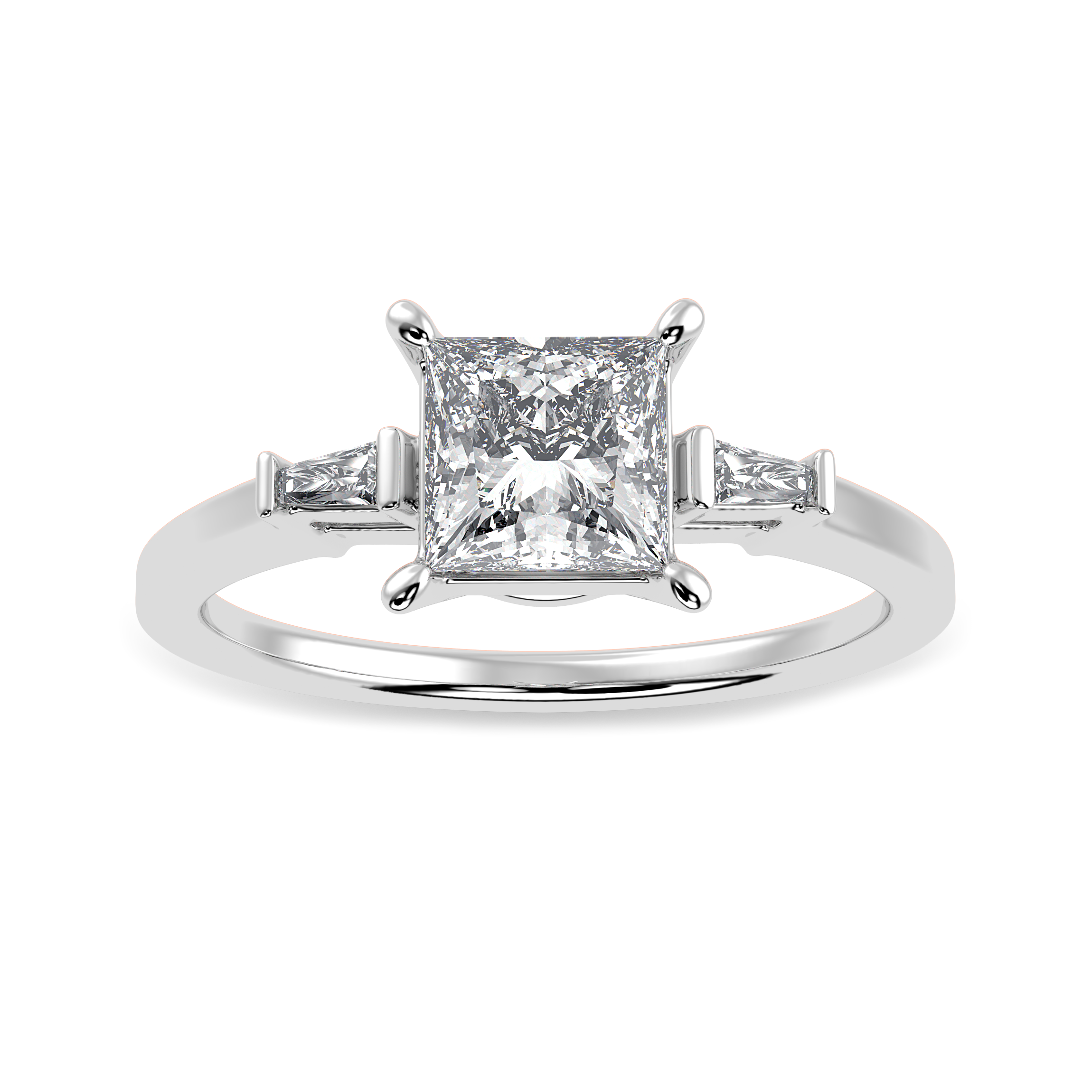 50-Pointer Princess Cut Solitaire Baguette Diamond Accents  Platinum Ring JL PT 1211-A   Jewelove.US