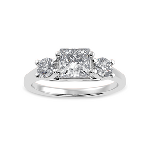 50-Pointer Princess Cut Solitaire Diamond Accents Platinum Ring JL PT 1230-A   Jewelove.US