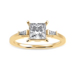 Load image into Gallery viewer, 1 Carat. Princess Cut Solitaire Baguette Diamond Assent 18K Yellow Gold Ring JL AU 1211Y-C   Jewelove.US
