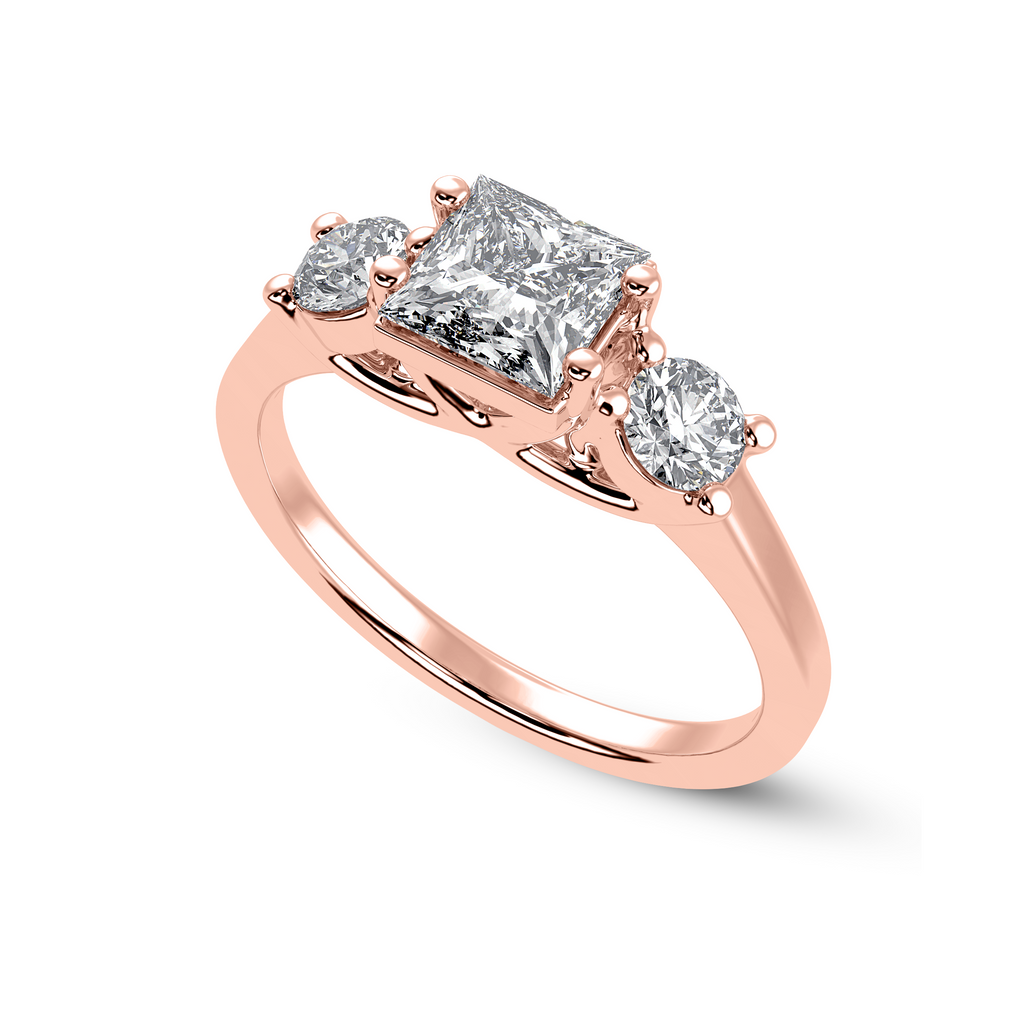 1.00 Carat Princess Cut Solitaire Diamond Accents 18K Rose Gold Ring JL AU 1230R-C   Jewelove.US