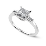 Load image into Gallery viewer, 70-Pointer Princess Cut Solitaire Baguette Diamond Accents Platinum Ring JL PT 1211-B   Jewelove.US
