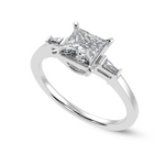 Load image into Gallery viewer, 50-Pointer Princess Cut Solitaire Baguette Diamond Accents  Platinum Ring JL PT 1211-A   Jewelove.US
