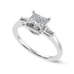 Load image into Gallery viewer, 50-Pointer Princess Cut Solitaire Baguette Diamond Accents  Platinum Ring JL PT 1211-A   Jewelove.US
