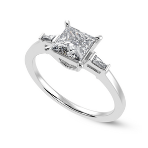 50-Pointer Princess Cut Solitaire Baguette Diamond Accents  Platinum Ring JL PT 1211-A   Jewelove.US