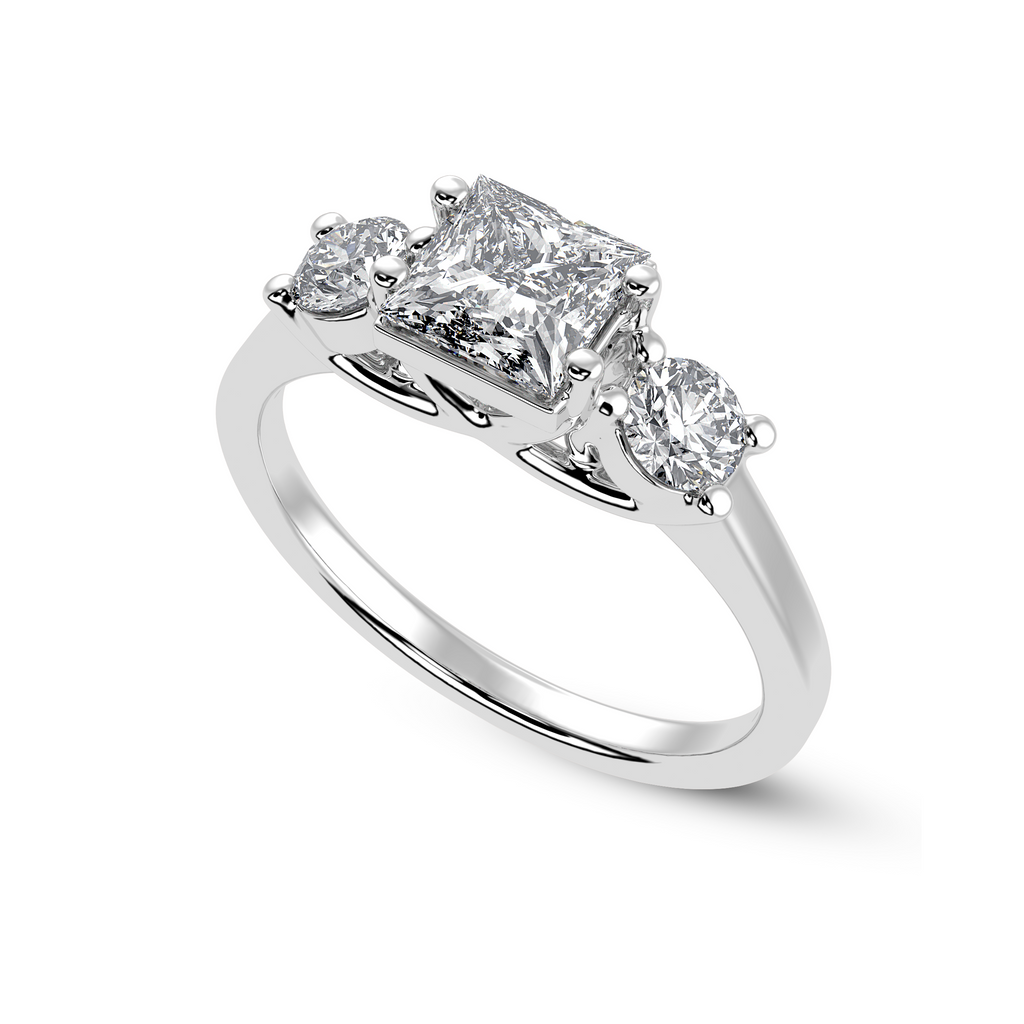 1.00 Carat Princess Cut Solitaire Diamond Accents Platinum Ring JL PT 1230-C   Jewelove.US