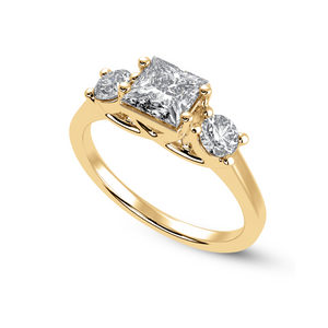 50-Pointer Princess Cut Solitaire Diamond Accents 18K Yellow Gold Ring JL AU 1230Y-A   Jewelove.US