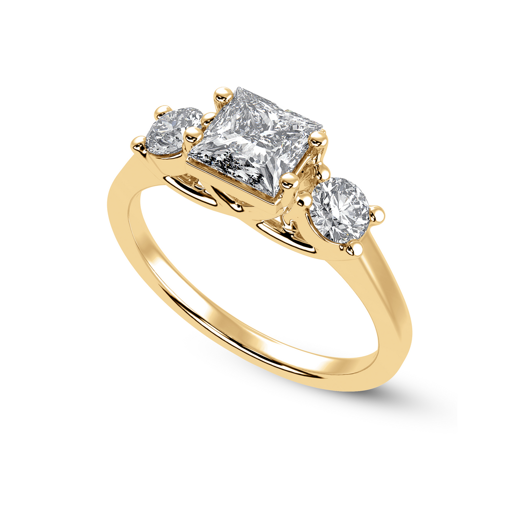 1.00 Carat Princess Cut Solitaire Diamond Accents 18K Yellow Gold Ring JL AU 1230Y-C   Jewelove.US