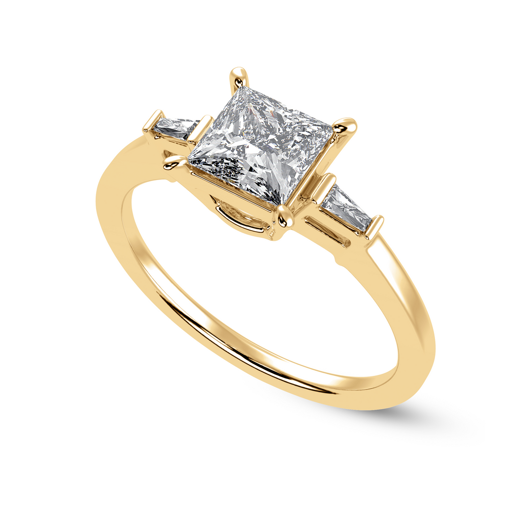 1 Carat. Princess Cut Solitaire Baguette Diamond Assent 18K Yellow Gold Ring JL AU 1211Y-C   Jewelove.US