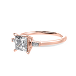 Load image into Gallery viewer, 70-Pointer Princess Cut Solitaire Baguette Diamond Accents 18K Rose Gold Ring JL AU 1211R-B   Jewelove.US
