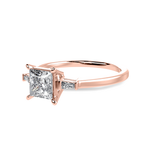 70-Pointer Princess Cut Solitaire Baguette Diamond Accents 18K Rose Gold Ring JL AU 1211R-B   Jewelove.US