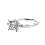 Load image into Gallery viewer, 30-Pointer Princess Cut Solitaire Baguette Diamond Accents Platinum Ring JL PT 1211   Jewelove.US
