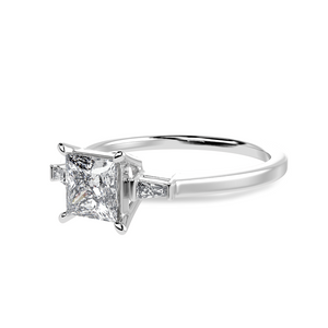 30-Pointer Princess Cut Solitaire Baguette Diamond Accents Platinum Ring JL PT 1211   Jewelove.US