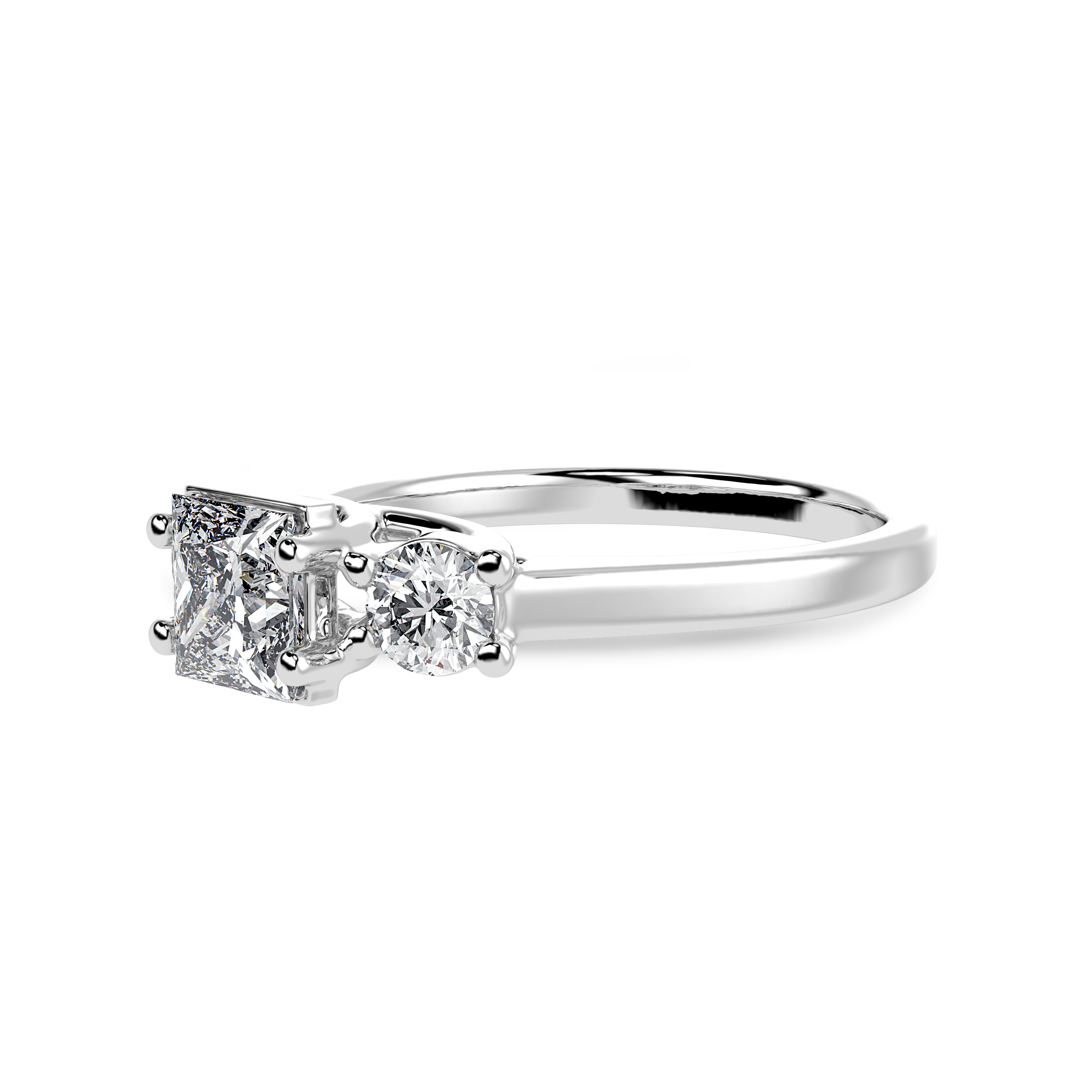 30-Pointer Princess Cut Solitaire Diamond Accents Platinum Ring JL PT 1230   Jewelove.US