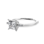 Load image into Gallery viewer, 70-Pointer Princess Cut Solitaire Baguette Diamond Accents Platinum Ring JL PT 1211-B   Jewelove.US
