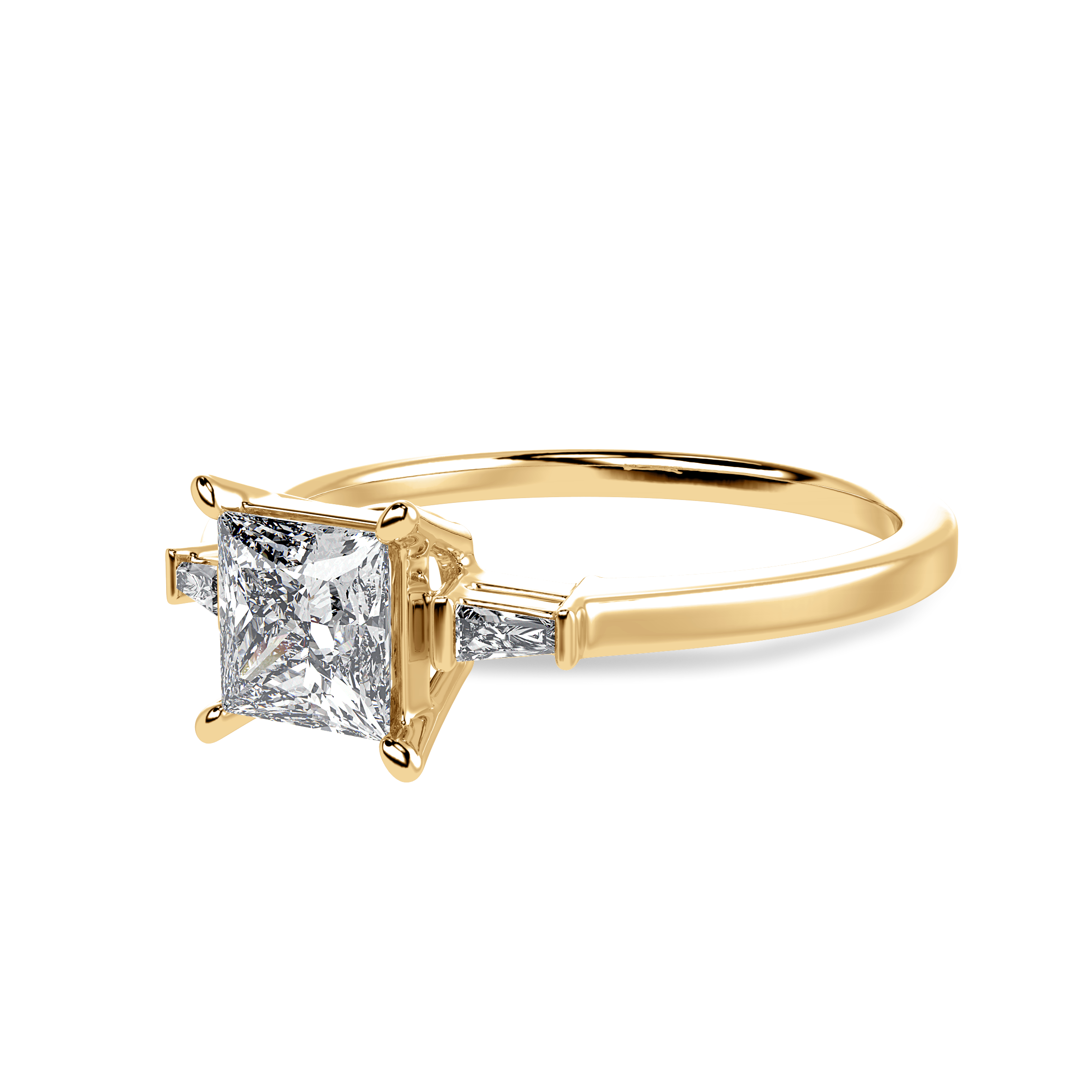 70-Pointer Princess Cut Solitaire Baguette Diamond Assent 18K Yellow Gold Ring JL AU 1211Y-B   Jewelove.US