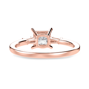 50-Pointer Princess Cut Solitaire Baguette Diamond Accents 18K Rose Gold Ring JL AU 1211R-A   Jewelove.US