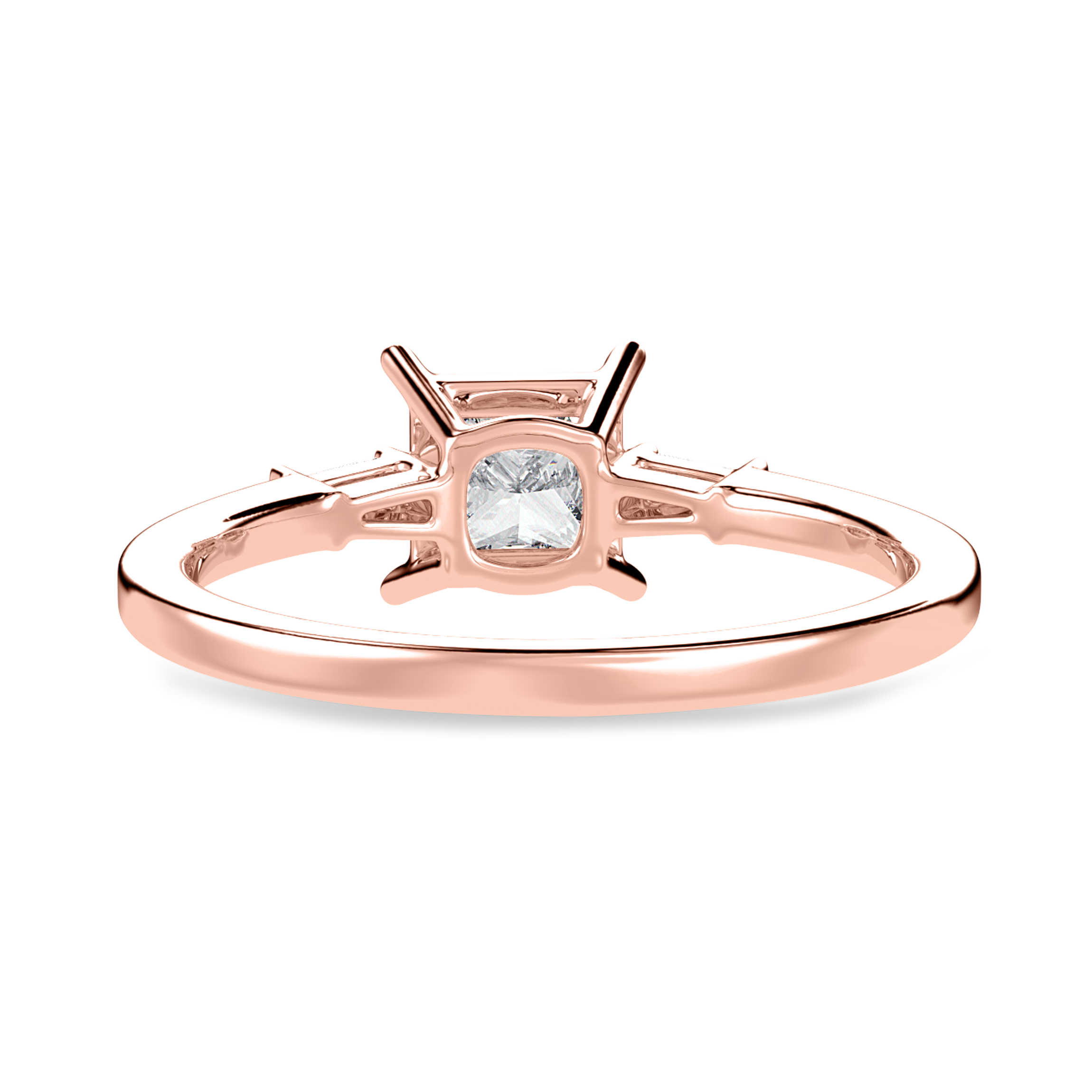 70-Pointer Princess Cut Solitaire Baguette Diamond Accents 18K Rose Gold Ring JL AU 1211R-B   Jewelove.US