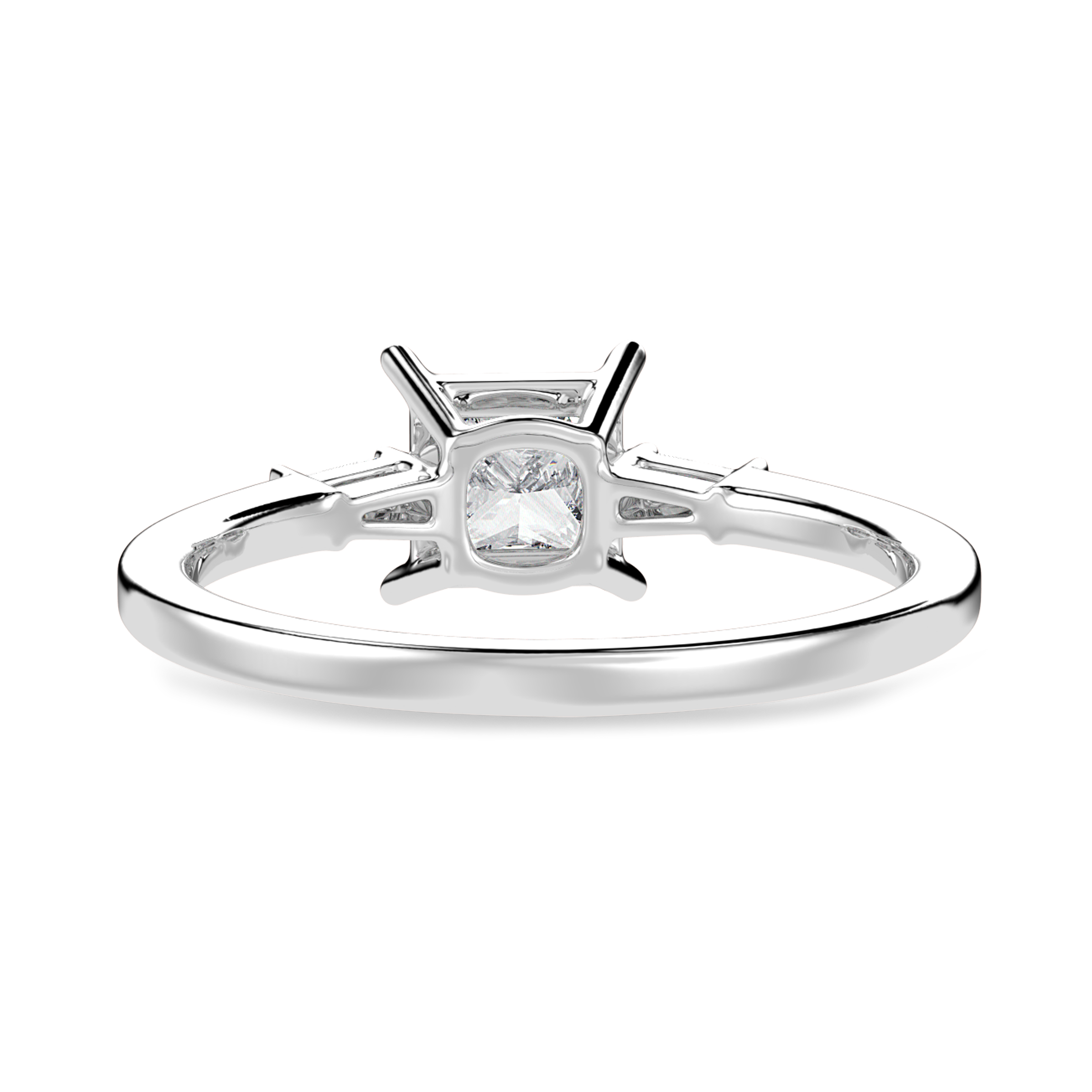 30-Pointer Princess Cut Solitaire Baguette Diamond Accents Platinum Ring JL PT 1211   Jewelove.US