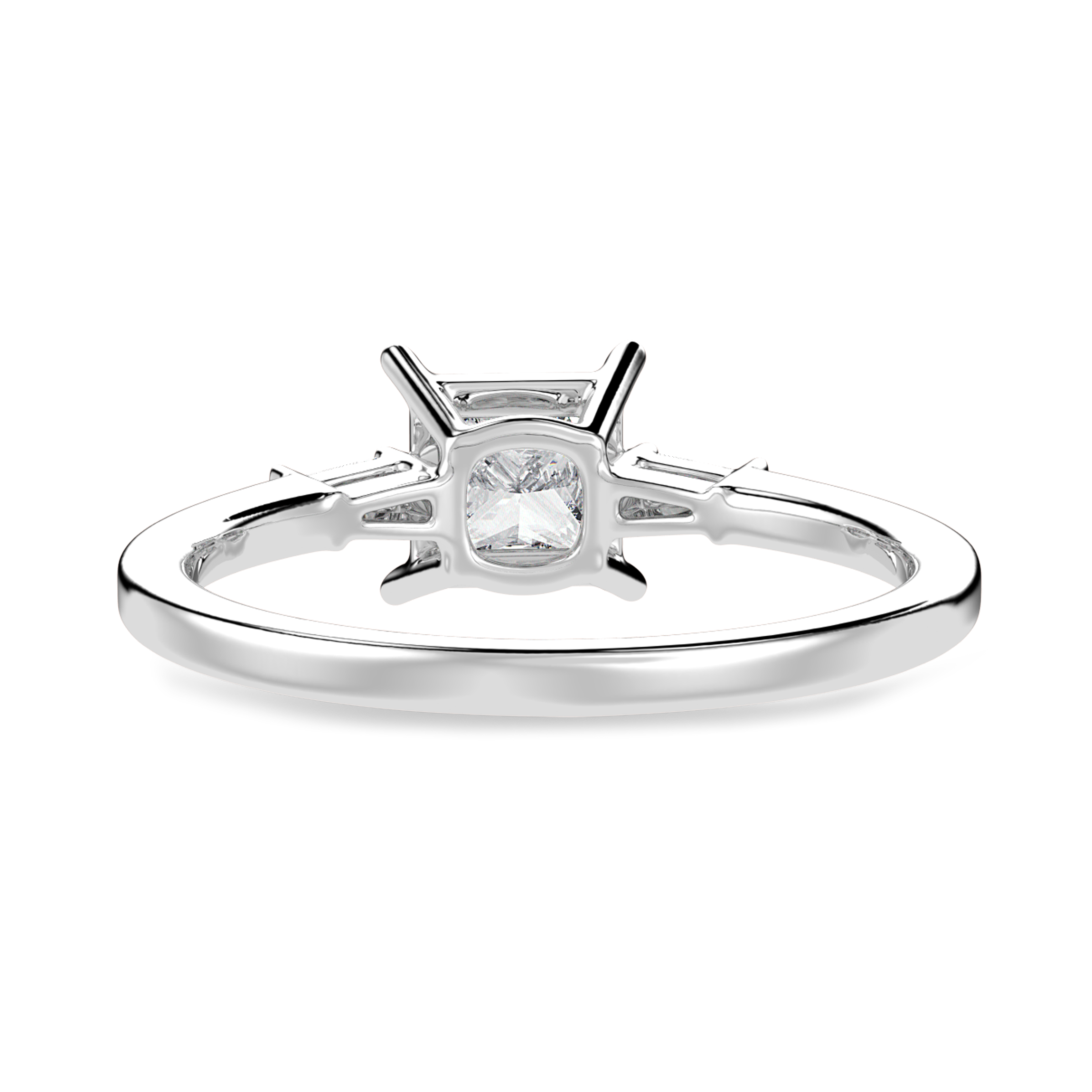 70-Pointer Princess Cut Solitaire Baguette Diamond Accents Platinum Ring JL PT 1211-B   Jewelove.US