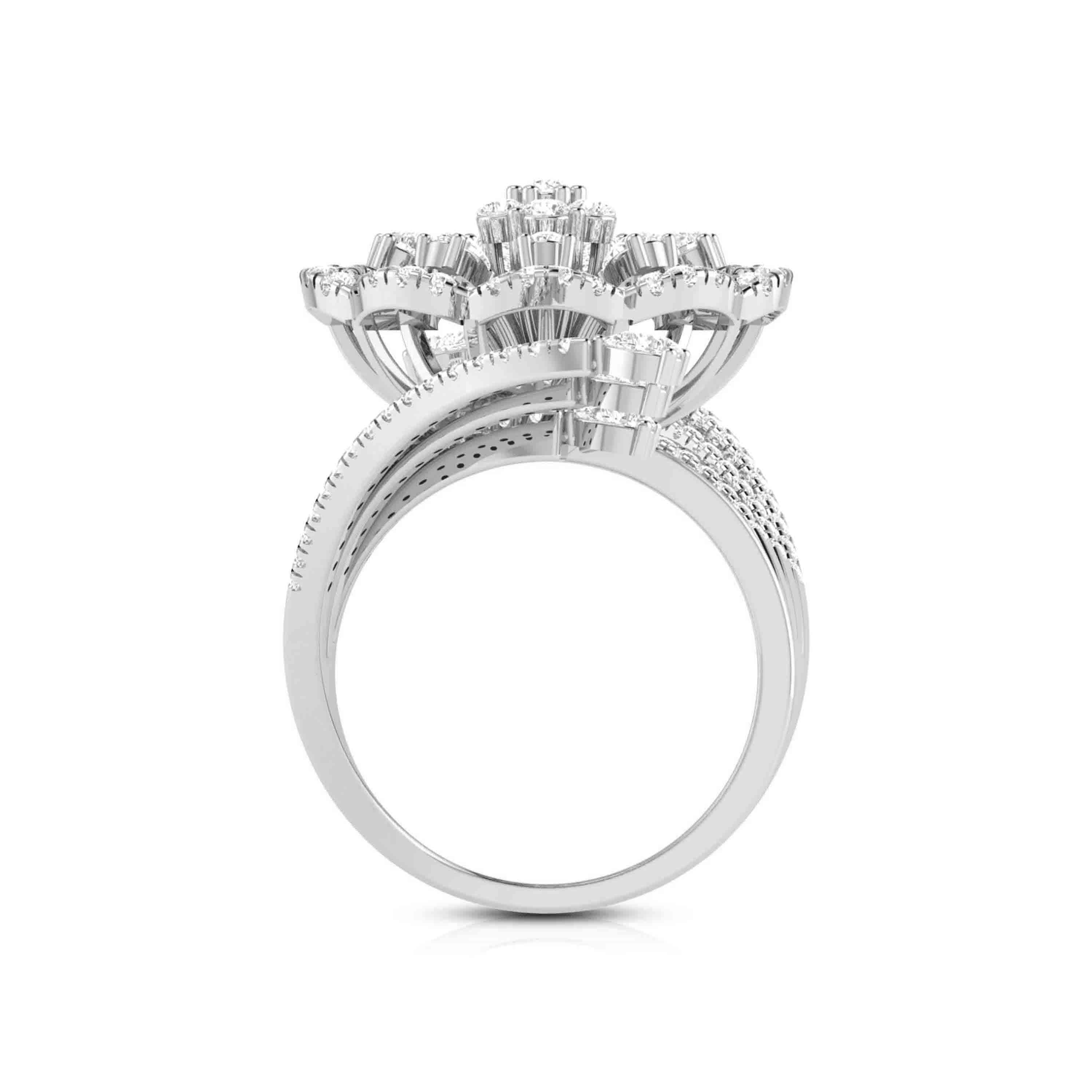Designer Diamond Flower Cocktail ring in Platinum for Women JL PT R 006
