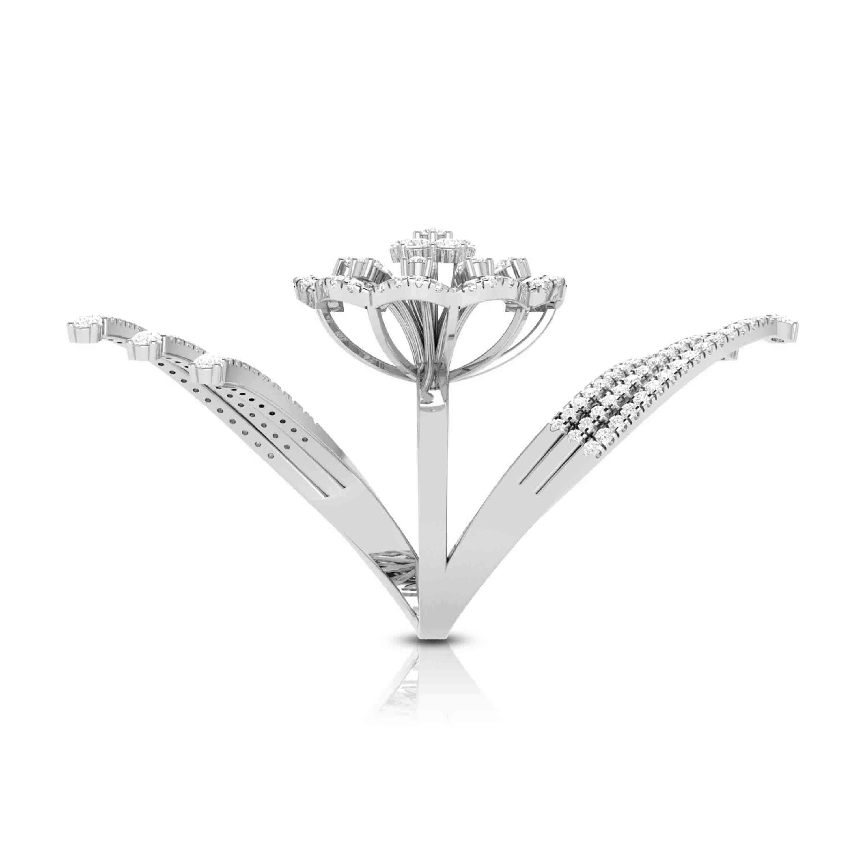 Designer Diamond Flower Cocktail ring in Platinum for Women JL PT R 006