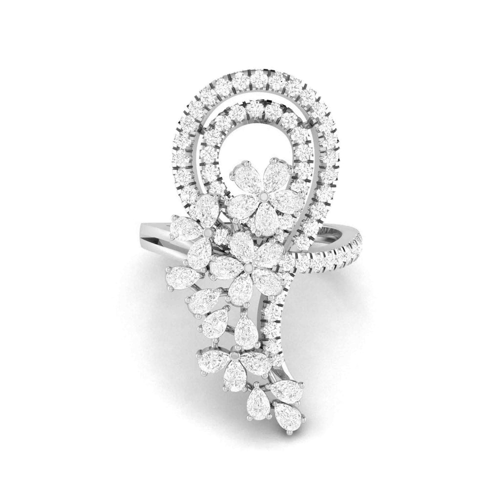 Designer Diamond Flower Cocktail ring in Platinum for Women JL PT R 007  VVS-GH Jewelove.US